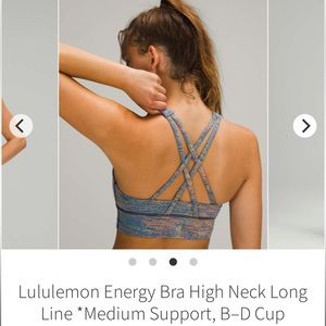Lululemon Energy Bra High Neck Long Line *Medium Support, B–D Cup Sports Bra